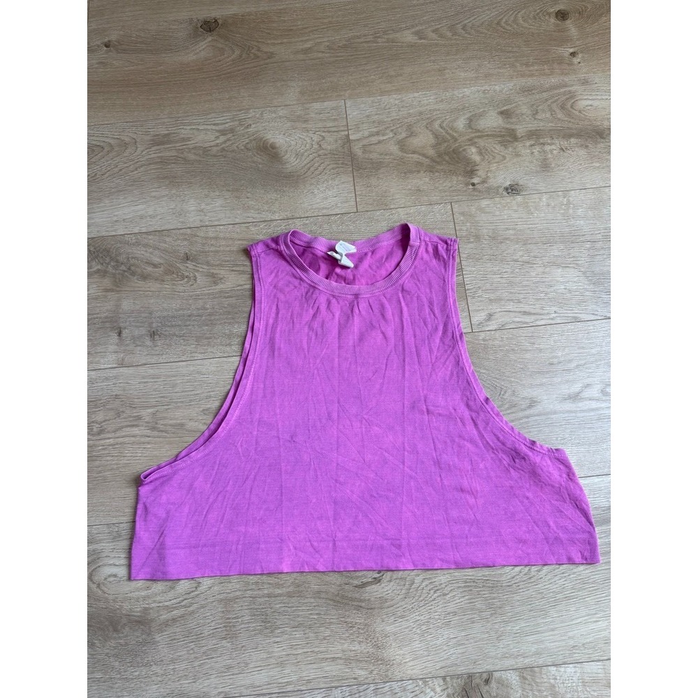 EUC Avocado Purple Athletic Muscle crop GO TO Tank Top acid wash USA Made Size M